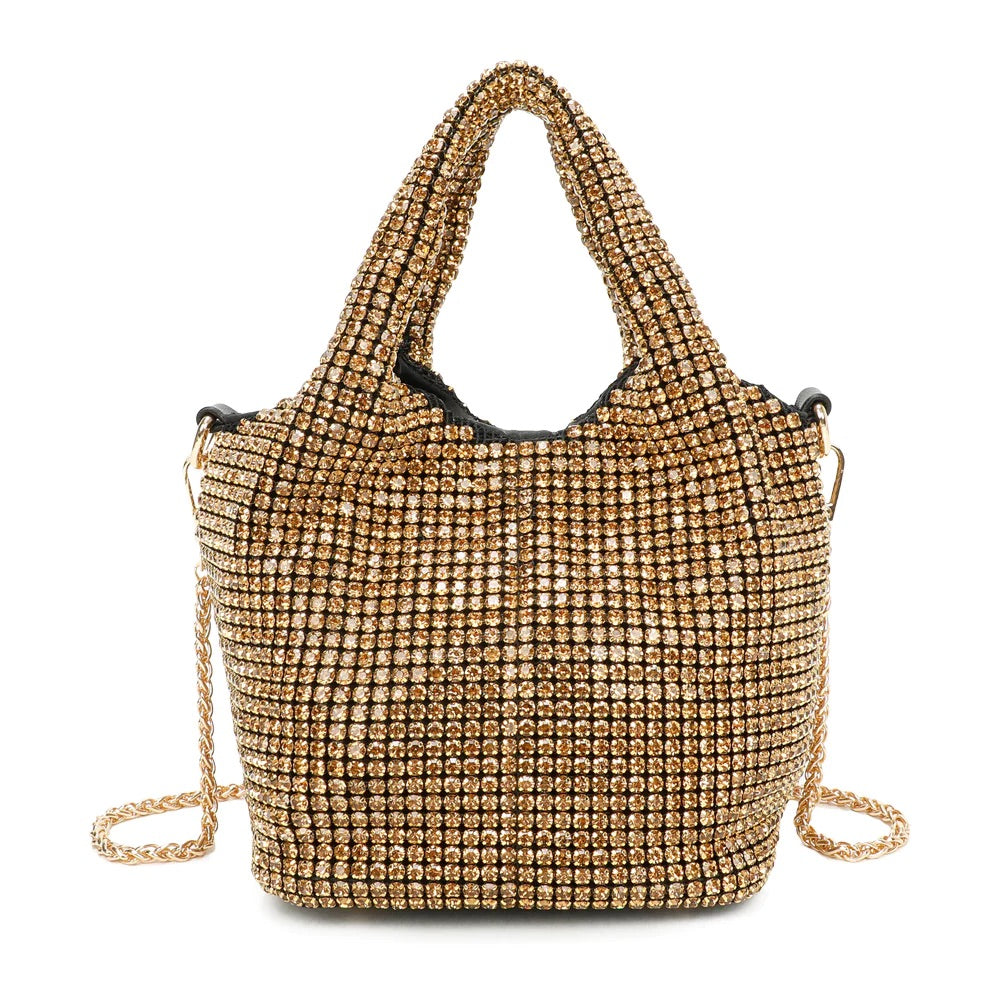 Gold Crystal Marbella Bucket Handbag