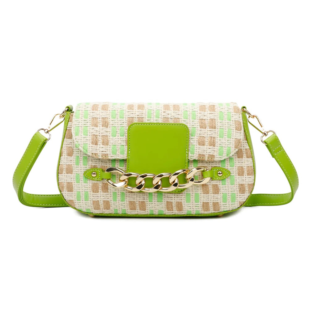 Mimi Lime Weave Chain Crossbody