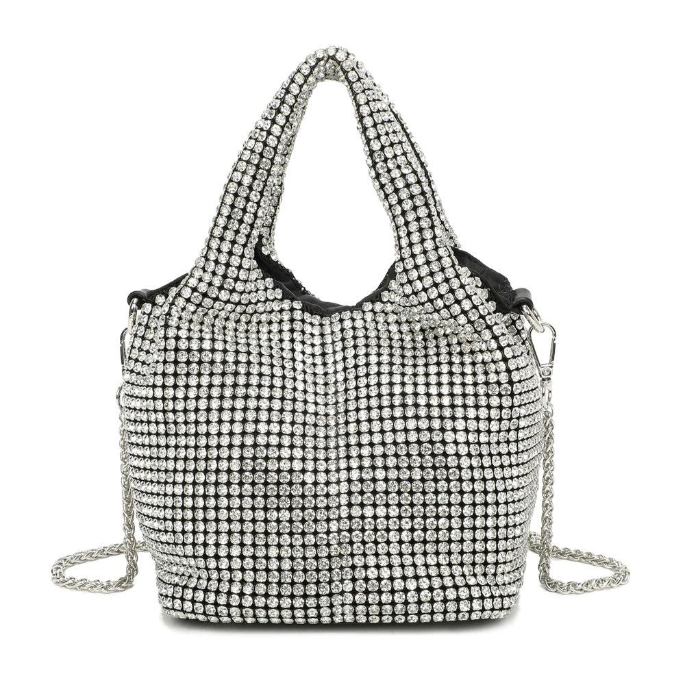 Silver Crystal Marbella Bucket Handbag
