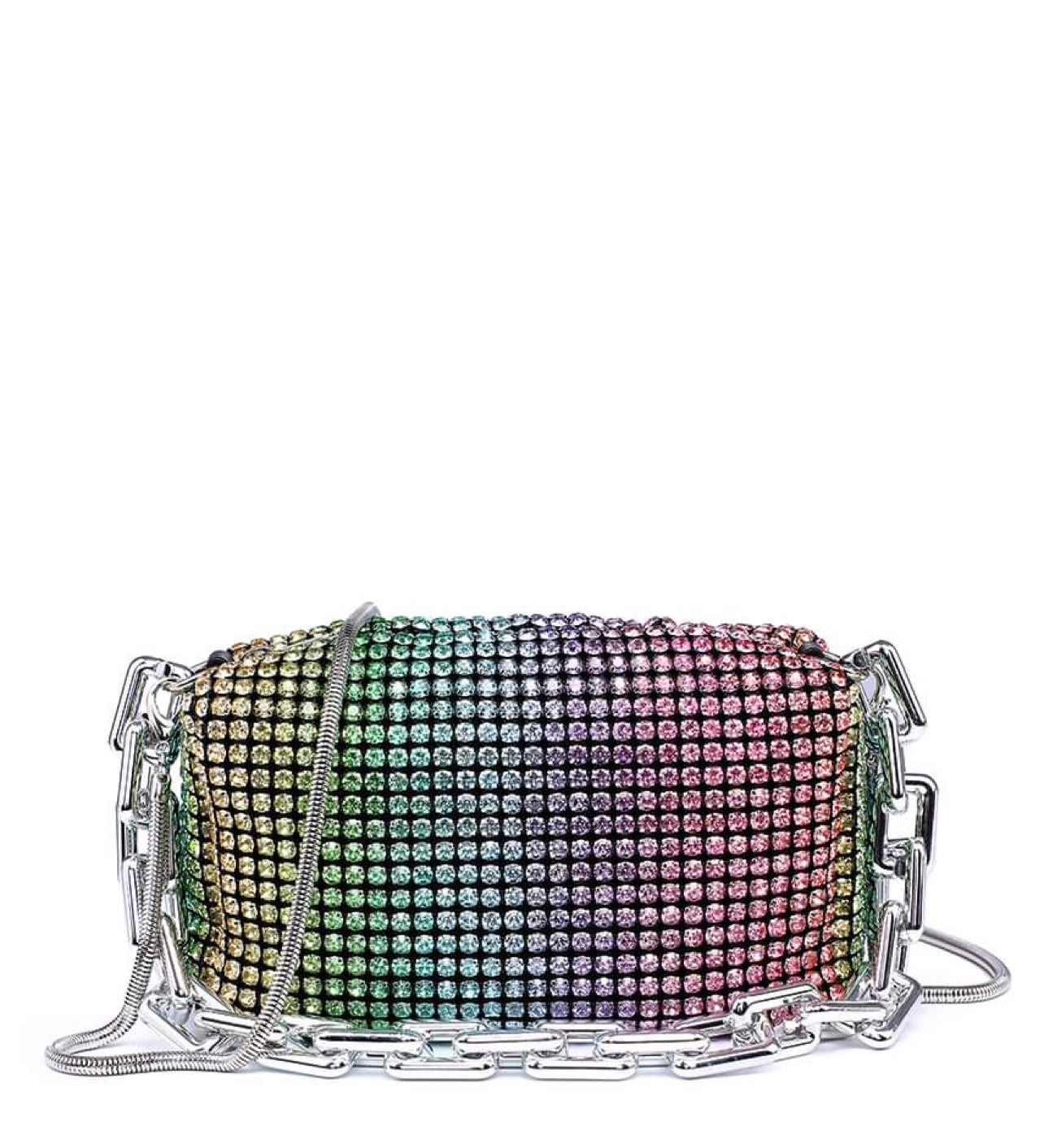 Crystal Rainbow Silver Chain Handbag
