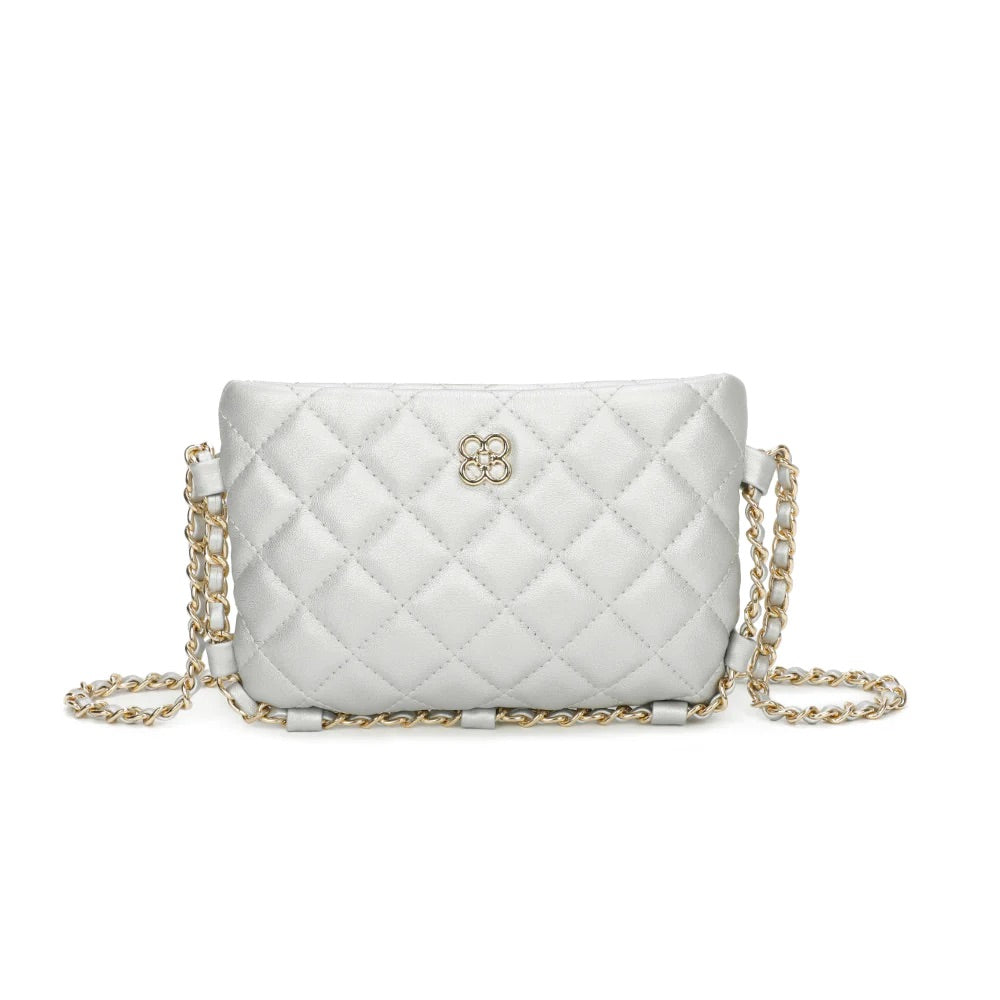 Silver Quilted Chain Mini Crossbody