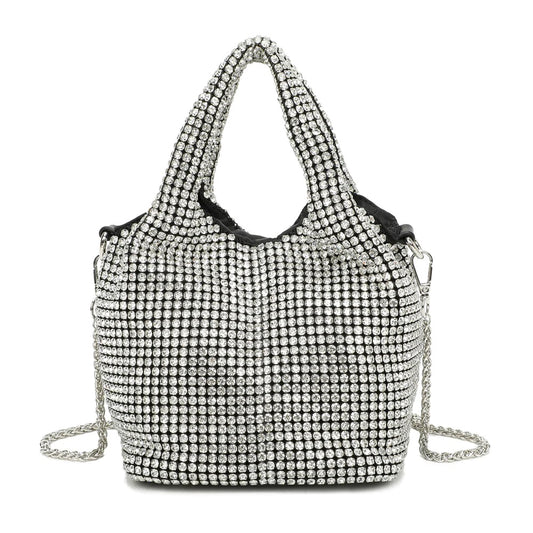 Silver Crystal Marbella Bucket Handbag