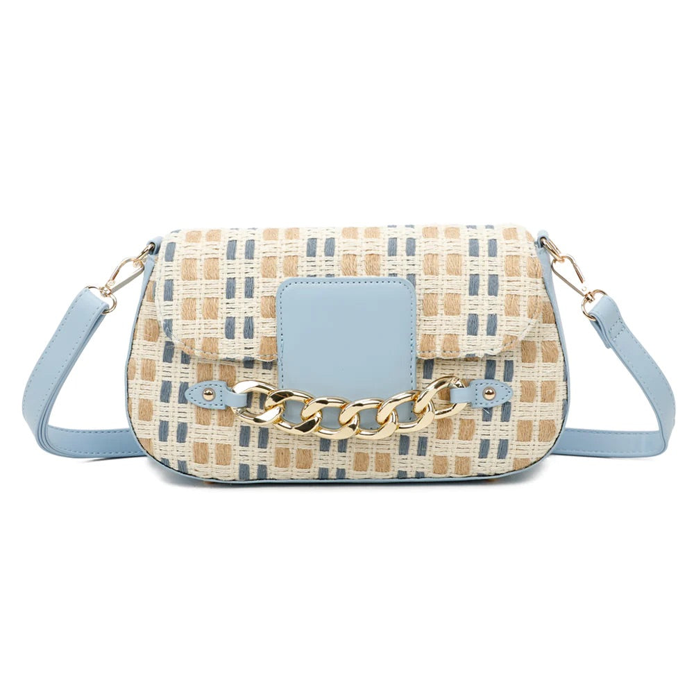 Copy of Copy of Mimi Blue Weave Chain Crossbody