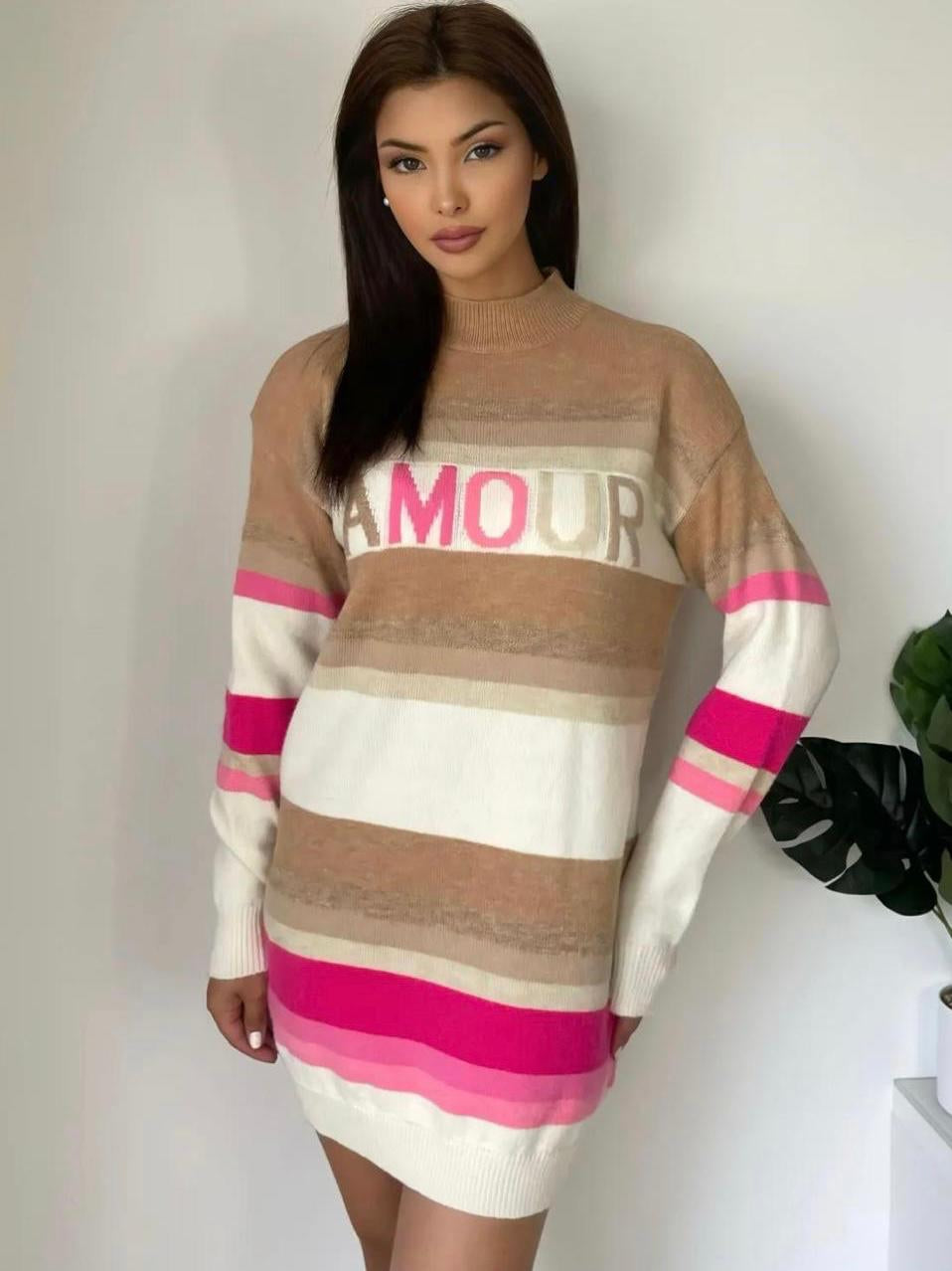 Beige Amour Jumper Dress