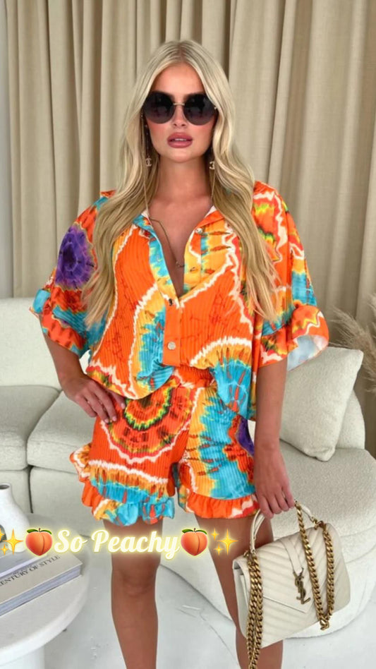 Tye Dye Festival Ruffle Short and Shirt Set