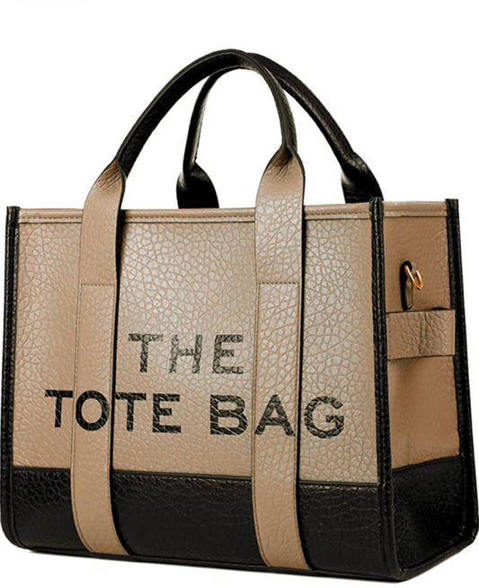 The Tote Bag Large Two Tone Camel and Black Handbag